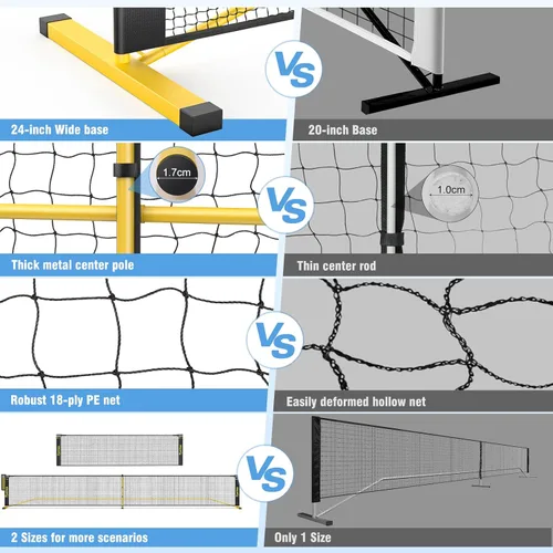 Miniatura 5 de Portable Pickleball Net for Driveway, 22 FT Regulation Size & 11 FT Half Court Size Pickle Ball Net with Ball Collector, 2-in-1 Pickle Ball Net with