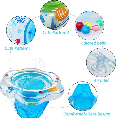 Miniatura 5 de Arcimatto Flotadores de piscina para bebés, balsa inflable con asa, asiento de seguridad doble, anillo de natación para niños, flotadores de agua