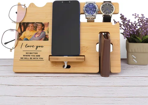 Miniatura 6 de Regalo del día de San Valentín para él, estación de acoplamiento de madera personalizada para hombres, regalos para aniversario, marido, novio, idea