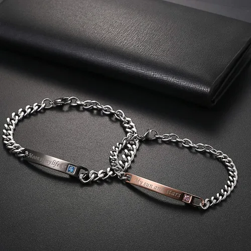 Miniatura 6 de OIDEA 2pcs Stainless Steel Cubic Zirconia His Queen Her King Bracelets,Romantic Keep Me in Your Heart,CZ Love Charm Bangle Braclets for Valentines