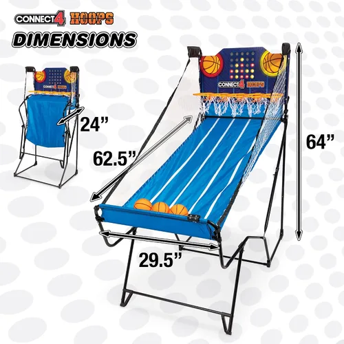 Miniatura 5 de EastPoint Connect4 Hoops - Juego de baloncesto arcade, azul, mediano, puntuación LED electrónica y juegos para niños, diseño interior plegable