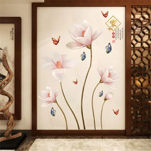 Miniatura 4 de Decoración para el hogar con flores rosadas, diseño chino, diseño de flores en relieve, pegue y pegue para el hogar y la riqueza, adhesivo de PVC