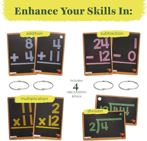 Miniatura 7 de Star Right Juego de 4 tarjetas de matemáticas – Suma, resta, multiplicación, división con 4 anillos – 208 tarjetas para niños de 6 años en adelante