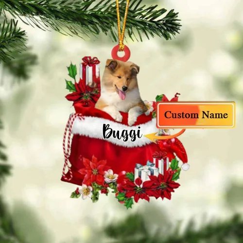 Miniatura 109 de Perro Akita Inu personalizado en bolsa de regalo, adorno de Navidad, nombre personalizado, regalo para amantes de los perros, familia, Navidad