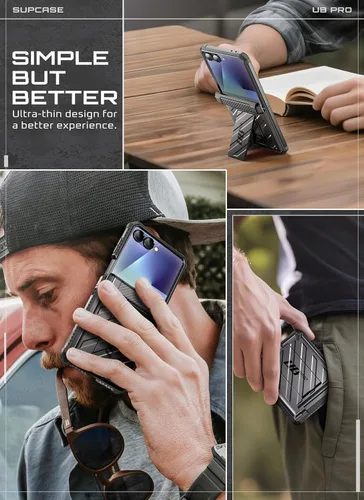 Miniatura 9 de SUPCASE Funda para Samsung Galaxy Z Flip 7 con soporte integrado y clip para cinturón (Unicorn Beetle Pro), [protección de bisagra]