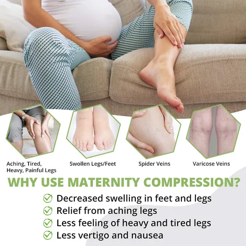 Miniatura 2 de Terramed - Leggings de compresión de maternidad sobre el vientre para mujer, 20-30 mmHg
