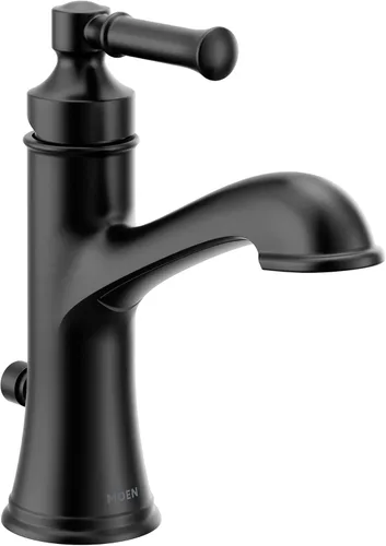 Moen Dartmoor 6803BL - Grifo para lavabo de baño con una sola manija color negro mate con placa opcional Mate negro