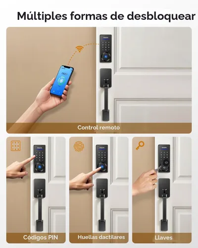 Miniatura 2 de Philips Cerradura inteligente Wi-Fi con asa, cerradura de puerta con teclado de entrada sin llave con asa, juego de cerrojos para puerta delantera