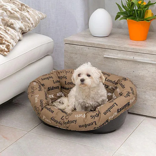 Miniatura 3 de Ferplast Cojín para cama de perro y gato, 2 fundas de repuesto acolchadas para cama de mascotas, cesta de plástico, algodón suave, lavable, Marrón