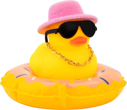 Miniatura 30 de wonuu Pato de Goma para Automóvil, Decoración de Pato Amarillo para Tablero con Sombrero de Sol, Anillo de Natación, Collar, Gafas de Sol
