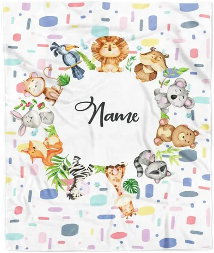 Miniatura 19 de Manta de bebé personalizada con nombre, linda flor de elefante, recién nacido, niña, niños, hija, multicolor 507