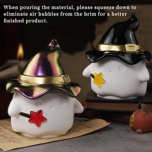 Miniatura 7 de Wehous Moldes de resina para frascos de Halloween con tapas, caja única con forma de bruja fantasma, moldes de silicona, lindo recipiente