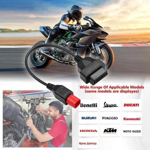 Miniatura 7 de Cable adaptador OBD2 de 6 pines compatible con motocicletas Kawasaki Guzzi Suzuki Yamaha Harley Davidson Piaggio Vespa Adaptador de diagnóstico