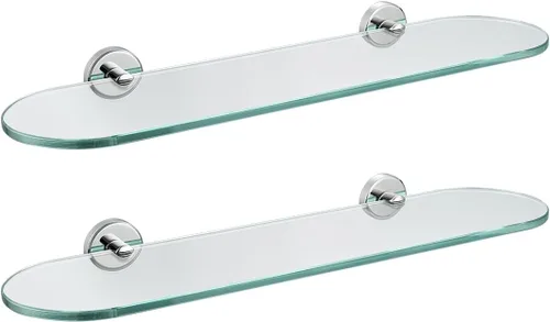 Miniatura 24 de JQK Estante de vidrio para baño dorado, almacenamiento de ducha de vidrio templado de 20 por 5 pulgadas, montaje de pared dorado cepillado de acero