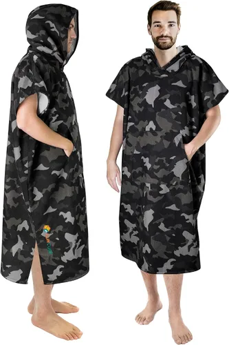 Miniatura 8 de SUN CUBE Poncho de surf cambiador con capucha Toalla de microfibra absorbente de secado rápido con bolsillo para surfear, hombres y mujeres