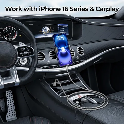Miniatura 4 de Basesailor Cable de carga USB tipo C de 1 pie, paquete de 2, cable de carga para automóvil para el nuevo iPhone 17 Air 16 Pro Max Plus, Samsung