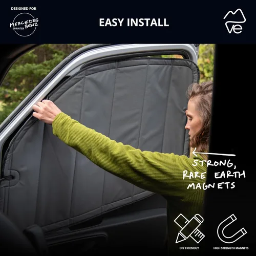Miniatura 5 de Cubiertas de ventana magnéticas aislantes y opacas reflectantes VanEssential diseñadas para Mercedes-Benz VS30