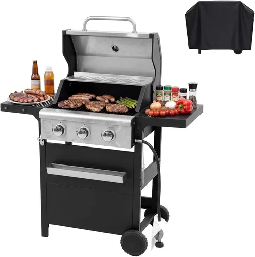 Miniatura 8 de Endark 4 quemadores Parrilla de barbacoa de hierro fundido multiusos de 34,000 BTU Perfecta para cocinar al aire libre, jardín, junto a la Negro