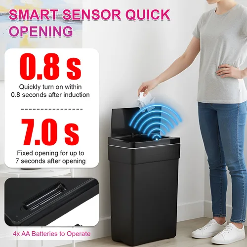 Miniatura 2 de PayLessHere Basurero de 13 galones / 50 L con tapa, cubo de basura de plástico para cocina, basurero automático sin tacto con sensor de movimiento