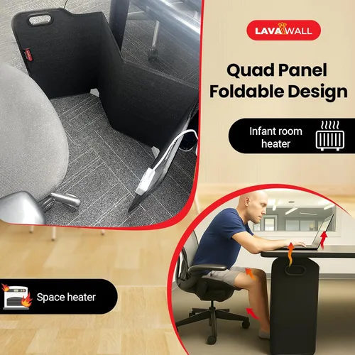 Miniatura 4 de Lavawall - Calentador eléctrico de pared: calentador de espacio portátil para oficina y hogar, temporizador y termostato, seguro y silencioso