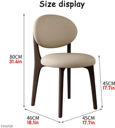 Miniatura 3 de YVYKFZD Juego de sillas de comedor, sillas de cocina de madera maciza, silla de comedor de granja con respaldo curvo, silla tapizada de cuero