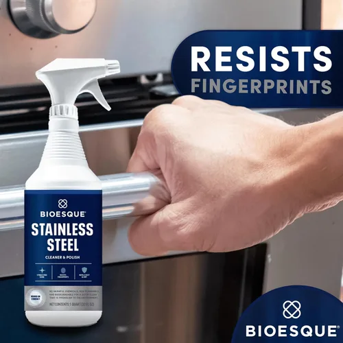 Miniatura 4 de Bioesque Limpiador y esmalte de acero inoxidable, resistente, no abrasivo, 32 onzas líquidas (paquete de 1)