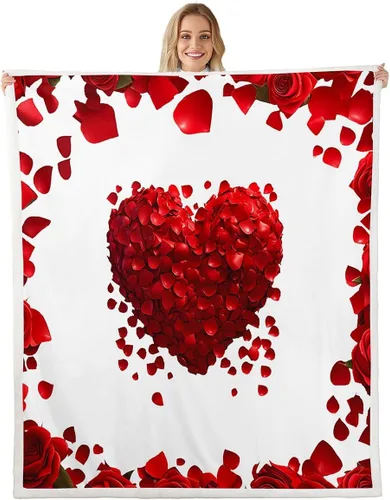 Miniatura 17 de Erosebridal Girls Fleece Blanket 40x50 Heart Rainbow Fuzzy Plush Throw for Sofa Couch Hand Drawn Sherpa Blanket Cartoon Love Geometric