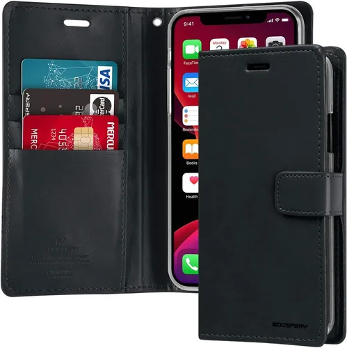 Miniatura 8 de GOOSPERY Blue Moon Wallet para Apple iPhone 11 Pro Max Case (2019) Funda de cuero con tapa (Negro)