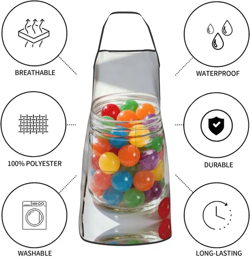 Miniatura 8 de Colorful Stars Delantal con bolsillos, delantales resistentes a las gotas de agua para mujeres y hombres, delantal ideal para uso doméstico