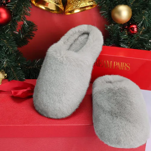 Miniatura 2 de DREAM PAIRS Pantuflas de invierno de felpa para mujer, para interiores y exteriores