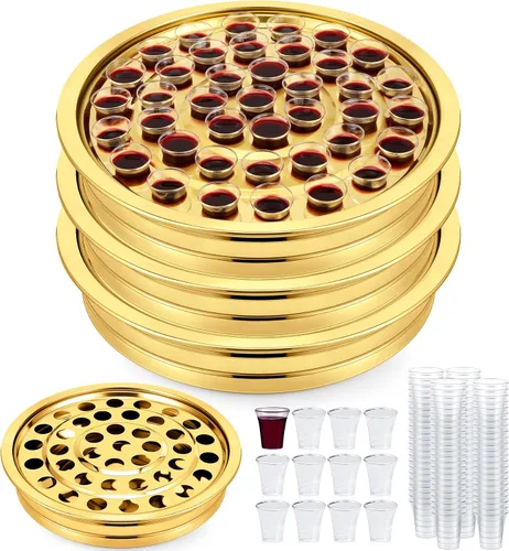 Miniatura 12 de Zhehao - 1 bandeja de comunión con cáliz desechables para suministros de iglesia, cada juego de suministros de comunión de 40 agujeros, bandejas