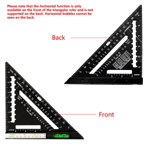 Miniatura 3 de Beslands Escuadra de Viga de 7 pulgadas con Nivel, Regla Triangular de Metal de Aluminio Escuadra de Carpintero Herramienta de Trazado para Negro