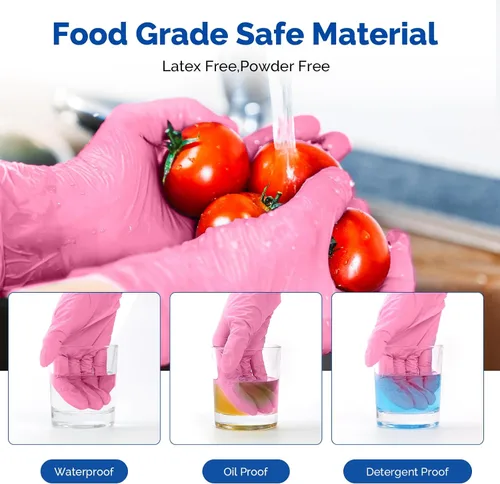 Miniatura 7 de JMU Guantes de Nitrilo Rosa, No Estériles, Guantes de Examen Desechables Sin Látex para Médico Esteticista, XS/S/M/L/XL, 200-4000