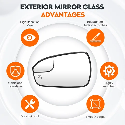 Miniatura 6 de Youxmoto Cristal de Espejo Calefactable del Lado Izquierdo del Conductor, Compatible con Ford Fusion 2013 2014 2015 2016 2017 2018 2019 2020 Cristal