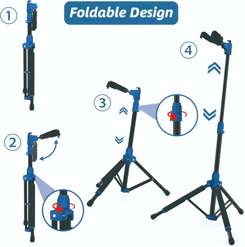 Miniatura 5 de Salvori Soporte Plegable para Guitarra con Sistema de Bloqueo Automático y Trípode Sólido para Guitarra Solamente Bajo, Acústica, Eléctrica, Clásica