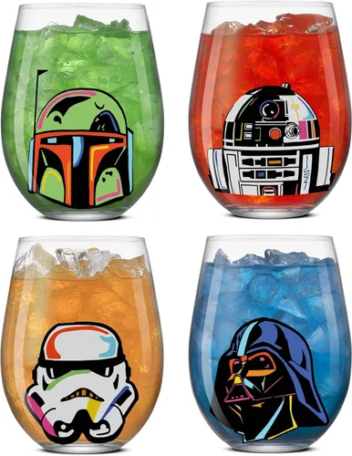 Miniatura 11 de JoyJolt Disney Mickey Mouse Squad Collection Vasos Tumblers. Juego de 4 Copas de Vino sin Tallo de 15 onzas, Vasos sin Tallo para Beber. Artículos