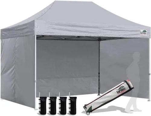 Miniatura 109 de Eurmax Tienda de campaña desplegable de 8 x 8 de Estados Unidos, con bolsa rodante patentada sin puntas, 4 paredes extraíbles con cremallera, toldo