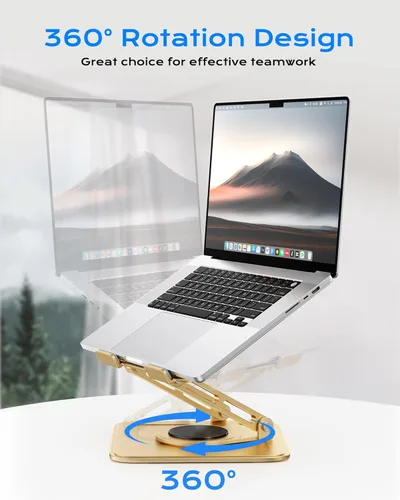 Miniatura 2 de LOXP Soporte ajustable para laptop, soporte para computadora con base giratoria de 360°, soporte ergonómico para computadora portátil