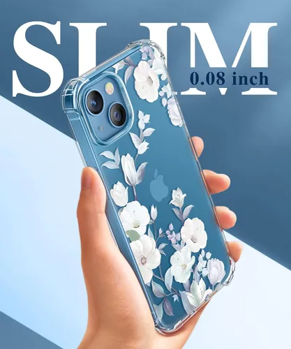 Miniatura 6 de GVIEWIN Funda diseñada para iPhone 13 de 6.1 pulgadas, con protector de pantalla de vidrio templado + protector de lente de cámara, flor Hibisco
