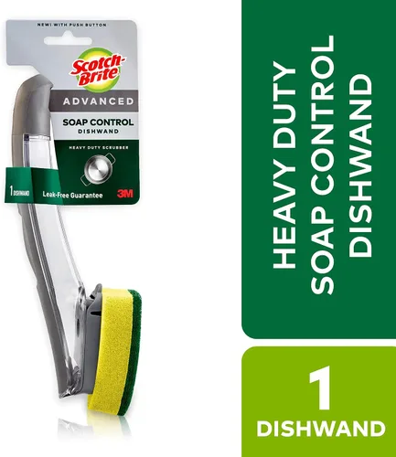 Miniatura 6 de Scotch-Brite avanzado - Mango de control de jabón con cepillo, fácil de usar, antimicrobiano, duradero y reutilizable; y mango de control de jabón