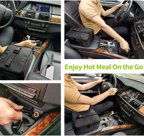 Miniatura 6 de Horno portátil, calentador de alimentos para automóvil de 12 V, portátil, mini horno personal, lonchera eléctrica con calefacción para comidas