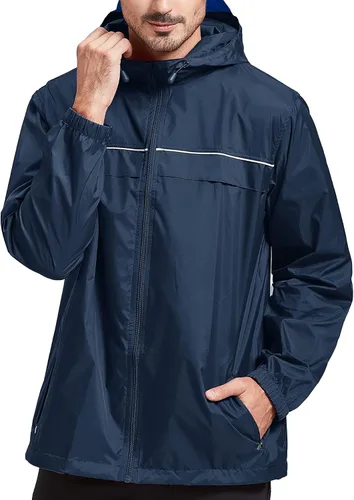 Miniatura 58 de SWISSWELL Chaqueta impermeable para hombre, rompevientos, ligera con capucha para uso diario casual