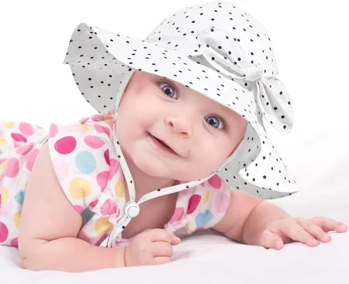 Miniatura 99 de Sombrero de sol para bebé niña con UPF 50+ sombrero de playa ajustable para exteriores con ala ancha
