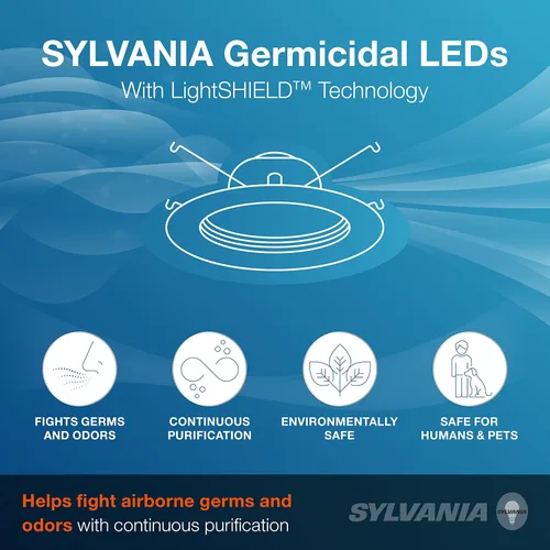 Miniatura 3 de Sylvania - Kit de luz empotrable de 5 pulgadas/6 pulgadas con tecnología LightSHIELD, LED germicida, 9 W = 65 W, 700 lúmenes, 5 CCT selección