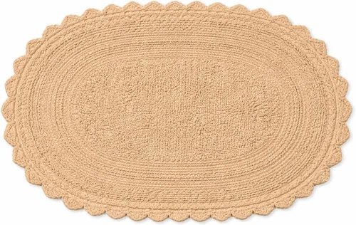 Miniatura 74 de Royal Blaze Tapete de baño de algodón rojo, reversible, pequeño ovalado de 18 x 26 pulgadas, lavable y decorativo