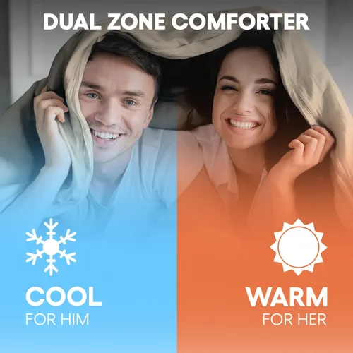 Miniatura 2 de SöMN Kömforte - Edredón de doble zona para parejas, hipoalergénico, alternativo para él y para ella, mantiene a todo el mundo cómodo, lavable a