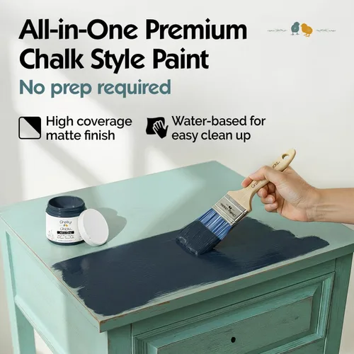Miniatura 4 de Chalky Chicks - Pintura mate a la tiza, no requiere lijado, 32 onzas líquidas, color azul profundo (Denali), para muebles, pintura todo en uno sin