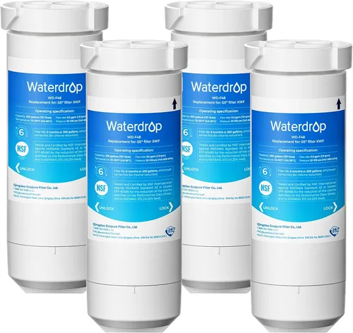 Waterdrop XWF Reemplazo para refrigerador GE® XWF, filtro de agua GE® XWF, WR17X30702, 4 filtros (No XWFE®, sin chip)