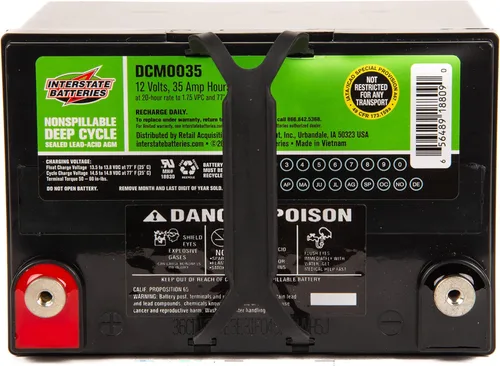 Miniatura 2 de Interstate Batteries - Batería de ciclo profundo AGM de 12V 35AH de ácido plomo sellado (DCM0035), con terminales de inserción