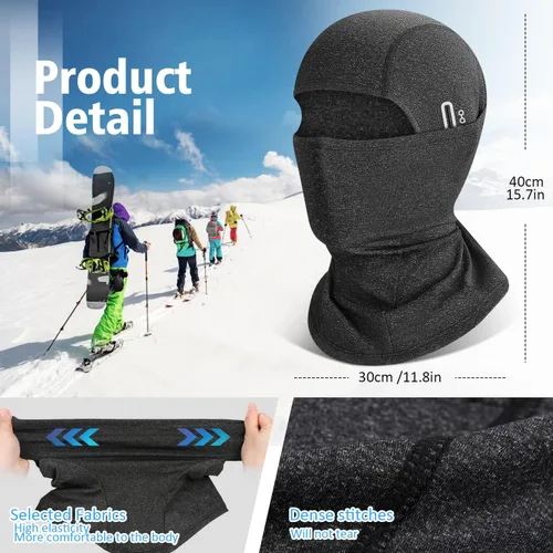 Miniatura 5 de Pasamontañas de invierno para hombres y mujeres, resistente al viento, máscara térmica para clima frío, para ciclismo, esquí, escalada